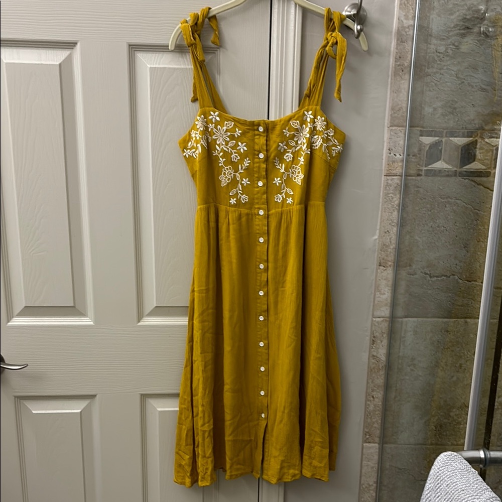 Yellow Floral Embroidered Dress forever 21